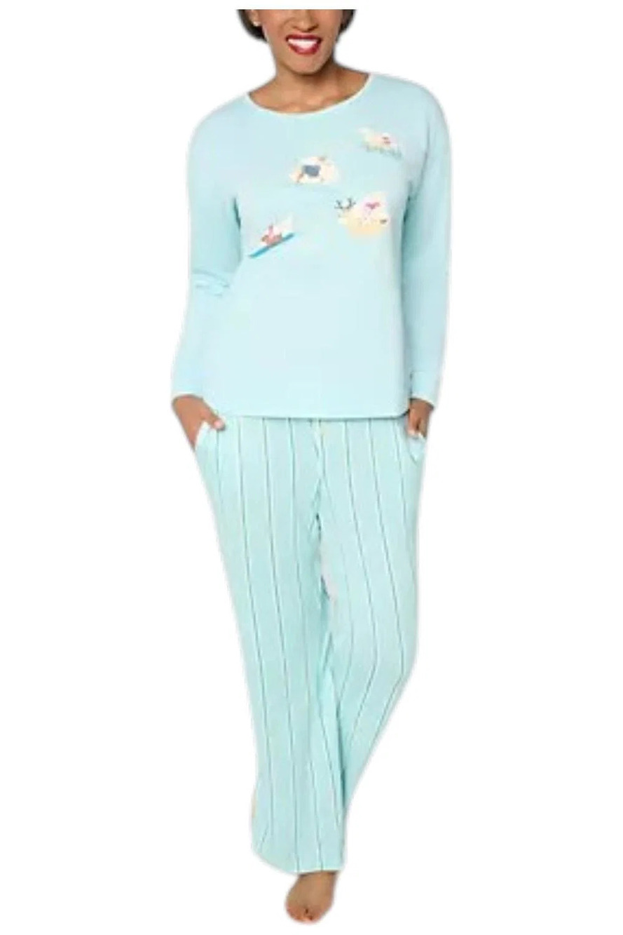 MUK LUKS Women's French Terry & Butterknit Lounge Set Blue - Regular